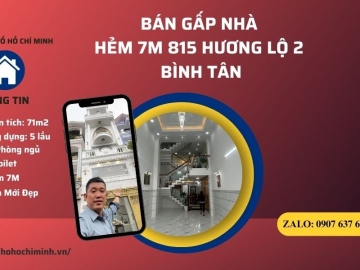 Bán Nhà Hẻm 815 Hương Lộ 2 Bình Tân, 72m2, Nhà 5 Lầu Mới Đẹp, Khu Dân Trí Cao